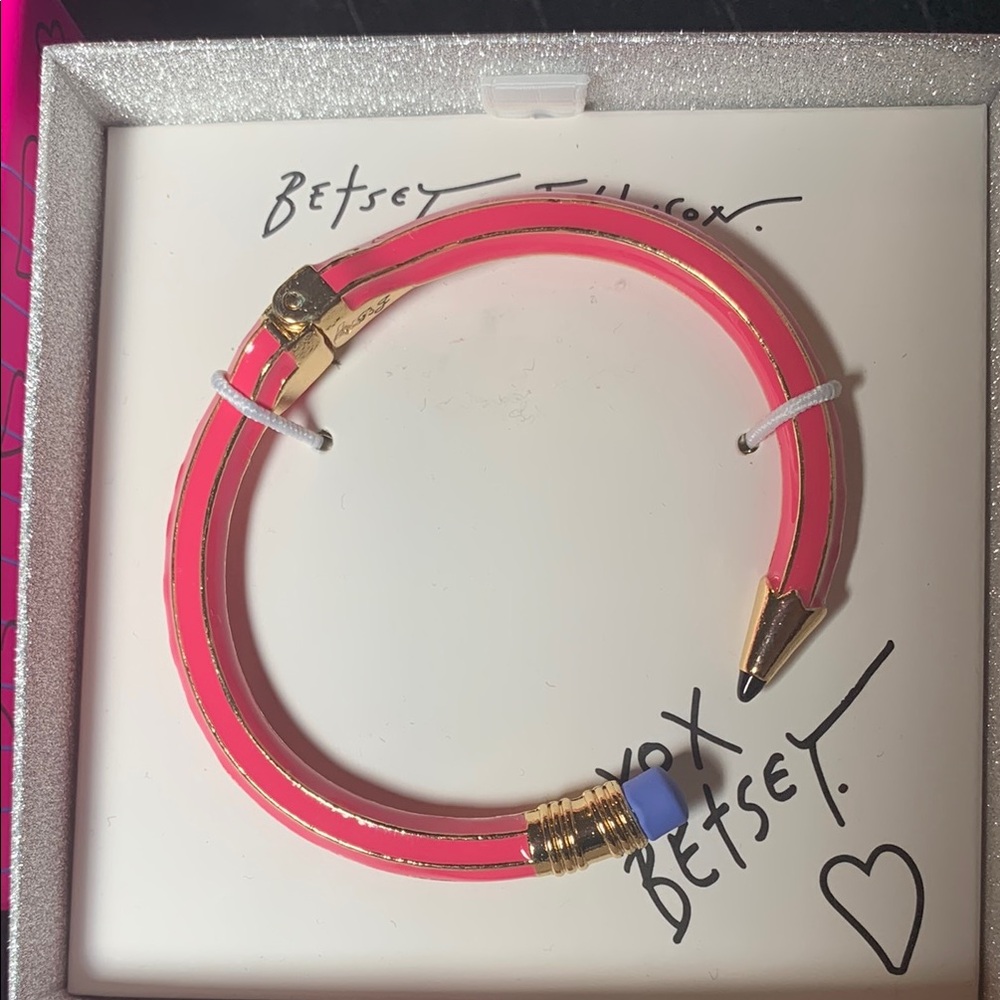 Betsey Johnson Pink Pencil Hinged Bangle NIB